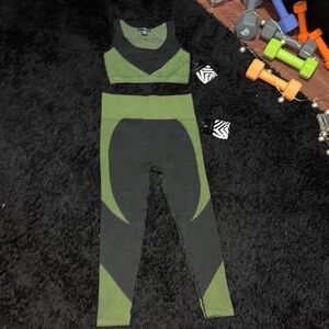 Soho Apparel Green and Black Patterned Top